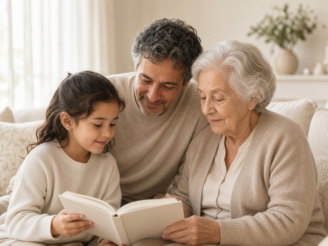Familia de varias generaciones compartiendo un momento cálido